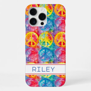 Groovy Retro Hippie Peace Sign Personalized iPhone 16 Pro Max Case