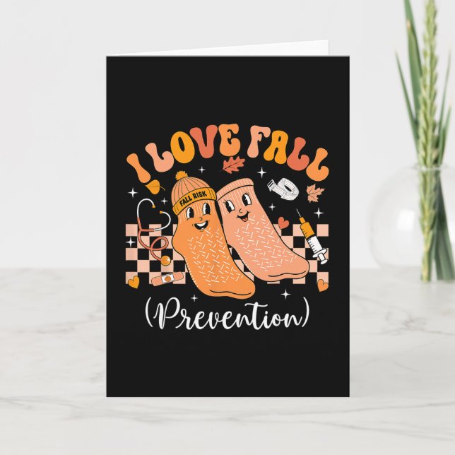 Groovy Retro I Love Fall Prevention Fall Physical  Card (Front)