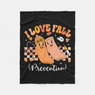 Groovy Retro I Love Fall Prevention Fall Physical Fleece Blanket