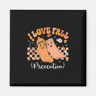 Groovy Retro I Love Fall Prevention Fall Physical  Magnet