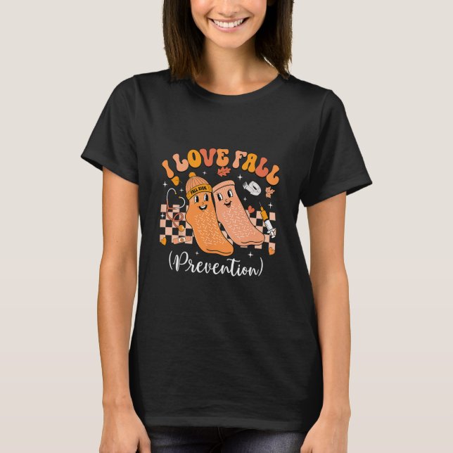 Groovy Retro I Love Fall Prevention Fall Physical  T-Shirt (Front)
