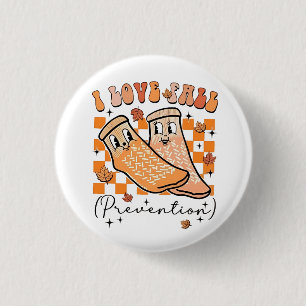 Groovy Retro I Love Fall Prevention Funny  3 Cm Round Badge