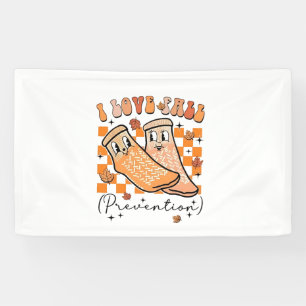 Groovy Retro I Love Fall Prevention Funny Banner
