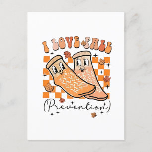 Groovy Retro I Love Fall Prevention Funny Invitation Postcard