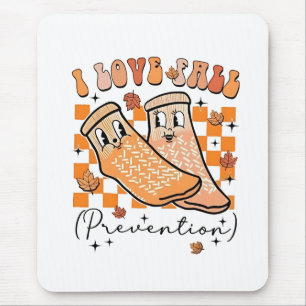 Groovy Retro I Love Fall Prevention Funny Mouse Mat