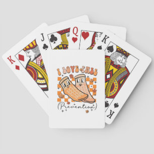 Groovy Retro I Love Fall Prevention Funny Playing Cards