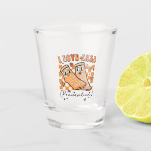 Groovy Retro I Love Fall Prevention Funny Shot Glass