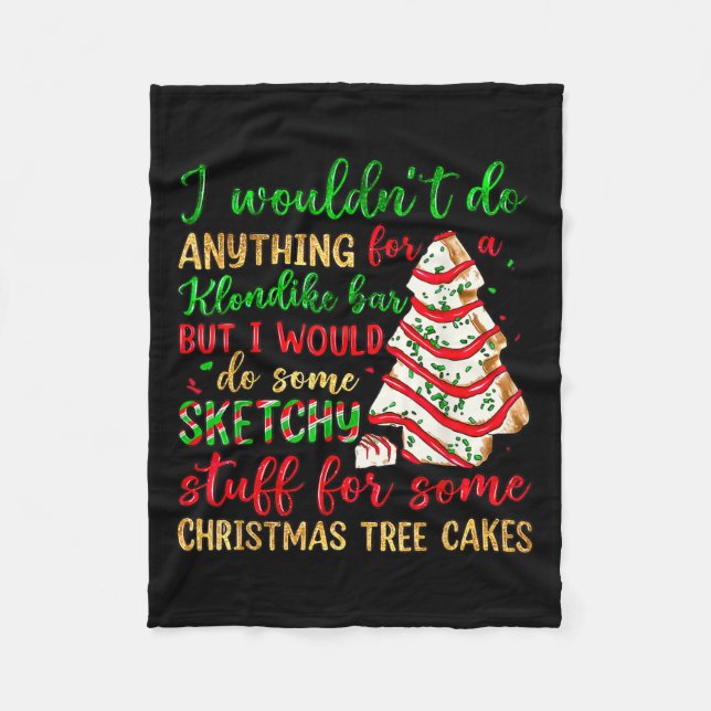 Groovy Retro I'd Do Sketchy Stuff For Christmas Tr Fleece Blanket (Front)