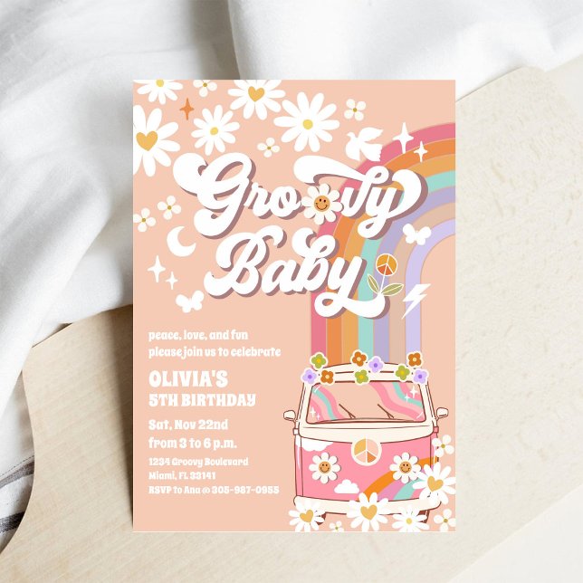 Groovy Retro Kids Birthday Invitation (Creator Uploaded)