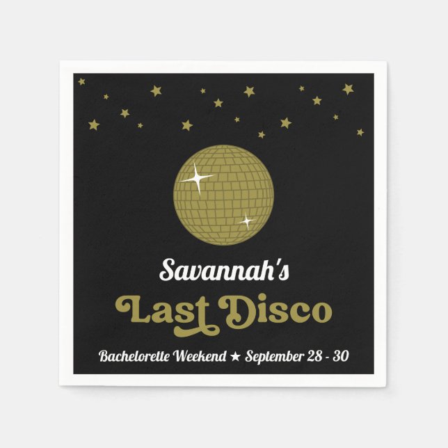 Groovy Retro Last Disco Bride Bachelorette Party Napkin (Front)
