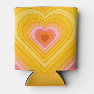 Groovy Retro Layered Heart Can Cooler