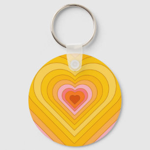 Groovy Retro Layered Heart   Key Ring