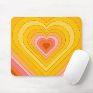 Groovy Retro Layered Heart   Mouse Mat
