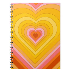 Groovy Retro Layered Heart   Notebook