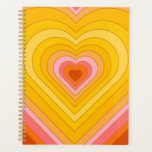 Groovy Retro Layered Heart   Planner<br><div class="desc">Retro heart burst design. Heart layers in orange,  yellow,  pink. Groovy retro heart gifts,  home decor.</div>
