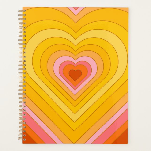 Groovy Retro Layered Heart   Planner (Front)