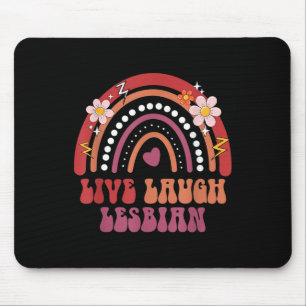 Groovy Retro Live Laugh Lesbian Pride Lgbtq+ Pride Mouse Mat