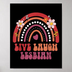 Groovy Retro Live Laugh Lesbian Pride Lgbtq+ Pride Poster