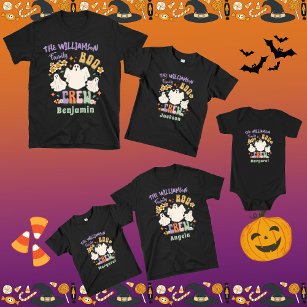 Groovy Retro Matching Family Name Halloween Ghost  Baby T-Shirt