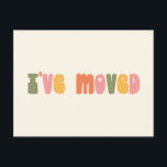 Groovy Retro Minimalist I Moved New Home Address  Postcard<br><div class="desc">Modern I've Moved New Home Moving Announcement Postcard in Retro Green,  Orange,  and Pink</div>