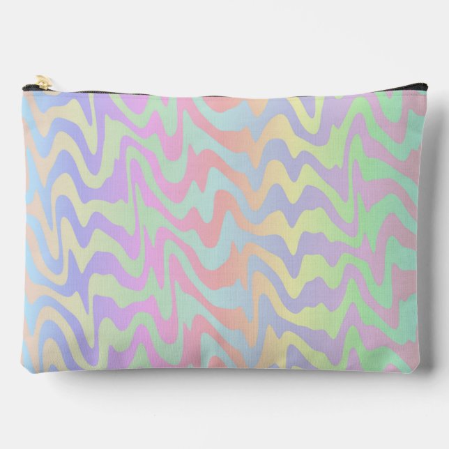 Groovy Retro Mod Boho Quirky Trippy Rainbow Waves Accessory Pouch (Front)