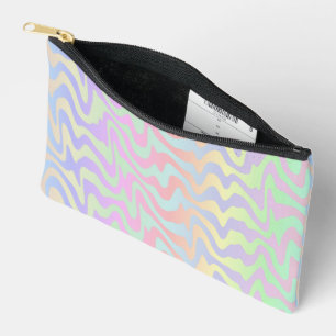 Groovy Retro Mod Boho Quirky Trippy Rainbow Waves Accessory Pouch