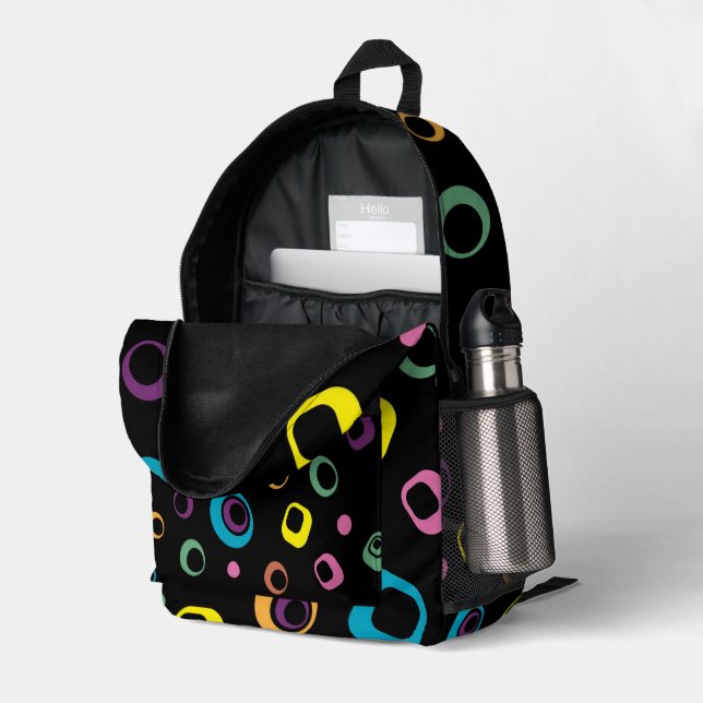 Groovy Retro Mod Geometric Colourful Aesthetic  Printed Backpack (Back Corner Right (Open))
