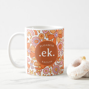 Groovy Retro Monogram Orange  Coffee Mug