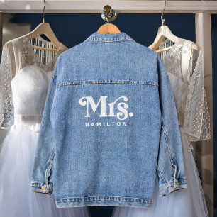 Groovy Retro Mrs wedding day Denim Jacket