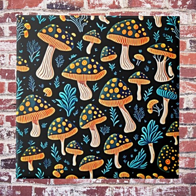 Groovy Retro Mushroom Ceramic Tile (Creator Uploaded)