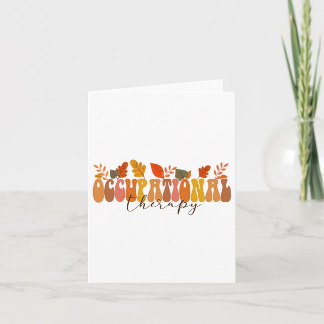 Groovy Retro Occupational Therapy Vintage Fall Lea Card (Front)