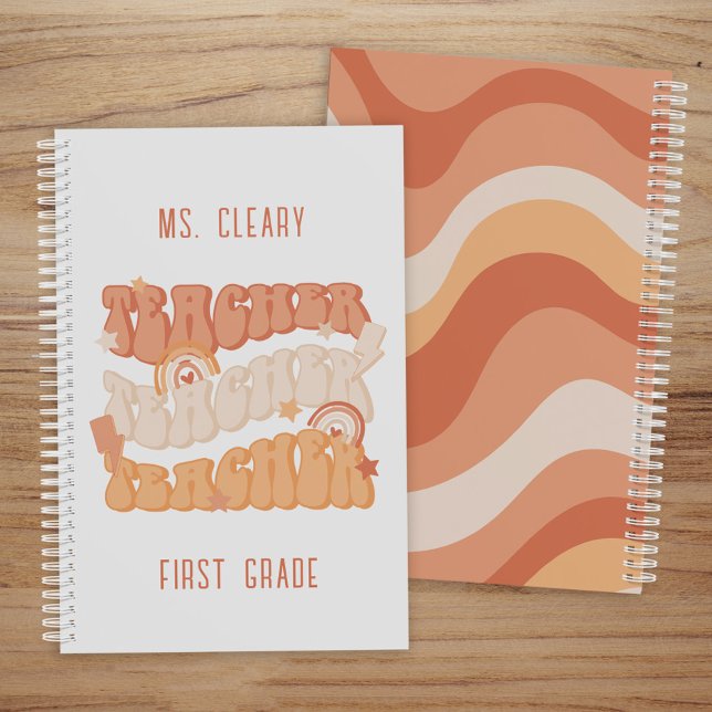 Groovy Retro Orange Personalised Teacher Planner (Creator Uploaded)