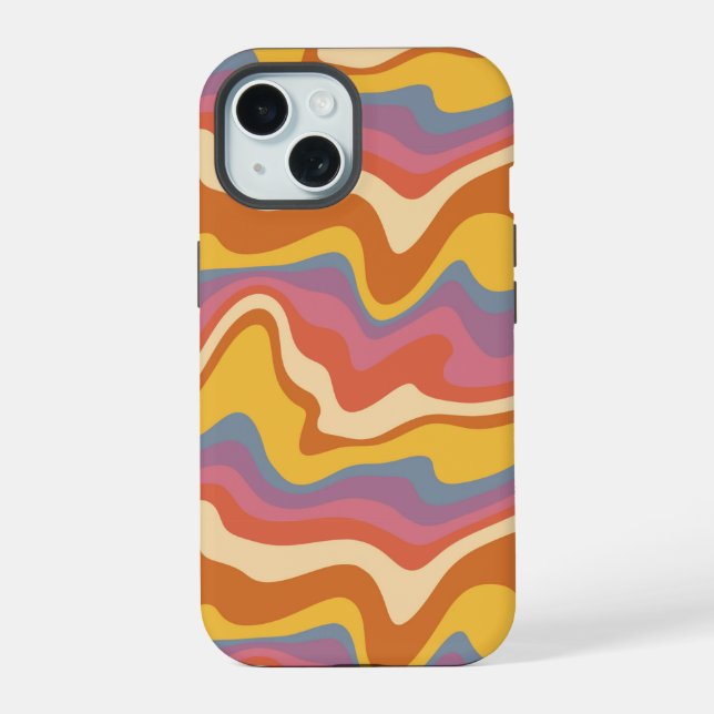 Groovy Retro Pattern iPhone 15 Case (Back)