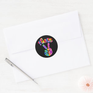 Groovy Retro Peace Hand Classic Round Sticker