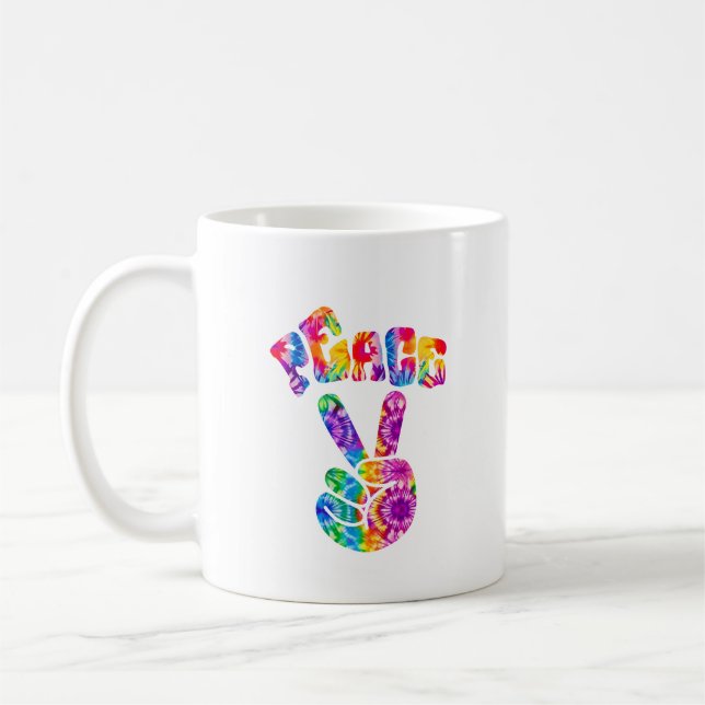 Groovy Retro Peace Hand  Coffee Mug (Left)