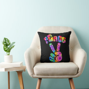 Groovy Retro Peace Hand  Cushion