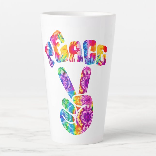 Groovy Retro Peace Hand  Latte Mug (Front)