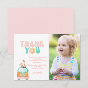 Groovy Retro Personalised photo Flat  Thank You Card