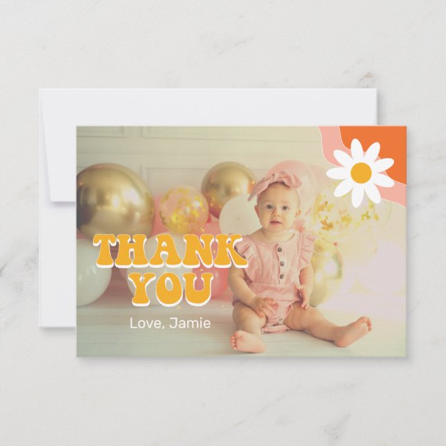 Groovy Retro Personalized Thank You Card (Front)