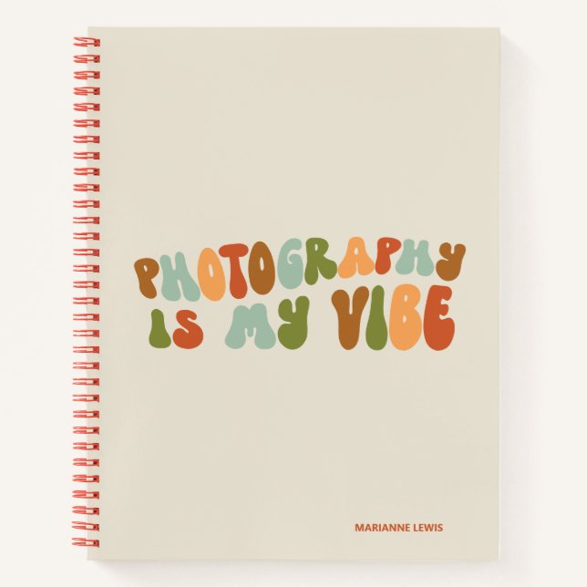Groovy Retro Photography Is My Vibe, Photographer Notebook (Front)