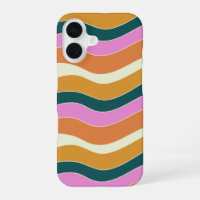 Groovy Retro Pink and Green Wavy Lines