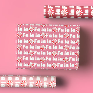 Groovy Retro Pink Fa La La Christmas Wrapping Paper Sheet