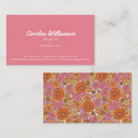 Groovy Retro Pink Orange Botanical Flowers Trendy
