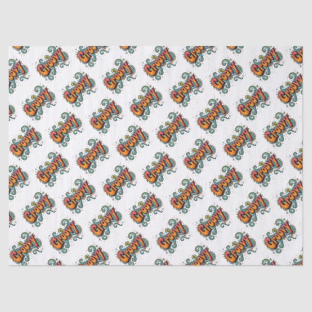 Groovy Retro Psychedelic 70s Funky Hippie Art Tissue Paper (Front)