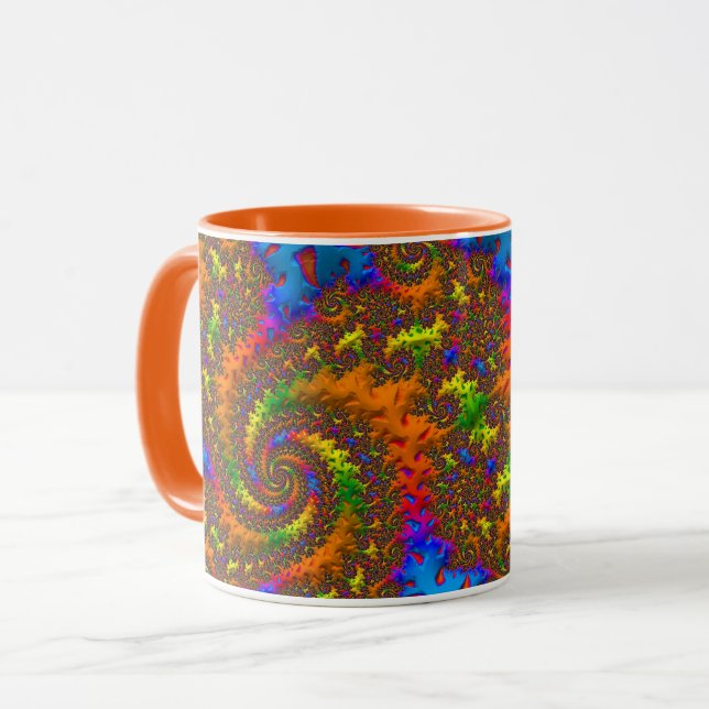 Groovy Retro Psychedelic Spiral Fractal Art Mug (Front Left)