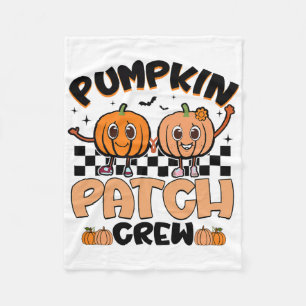 Groovy Retro Pumpkin Patch Crew Squad Thanksgiving Fleece Blanket