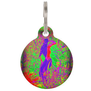 groovy retro purple hippie mermaid pet tag