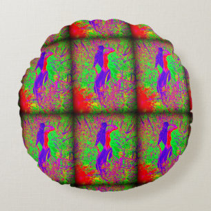 groovy retro purple hippie mermaid round cushion
