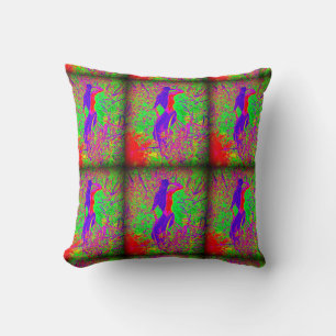 groovy retro purple hippie mermaids on green cushion