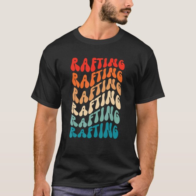 Groovy Retro Rafting Kayak Retro 70s Hippie Boho V T-Shirt (Front)